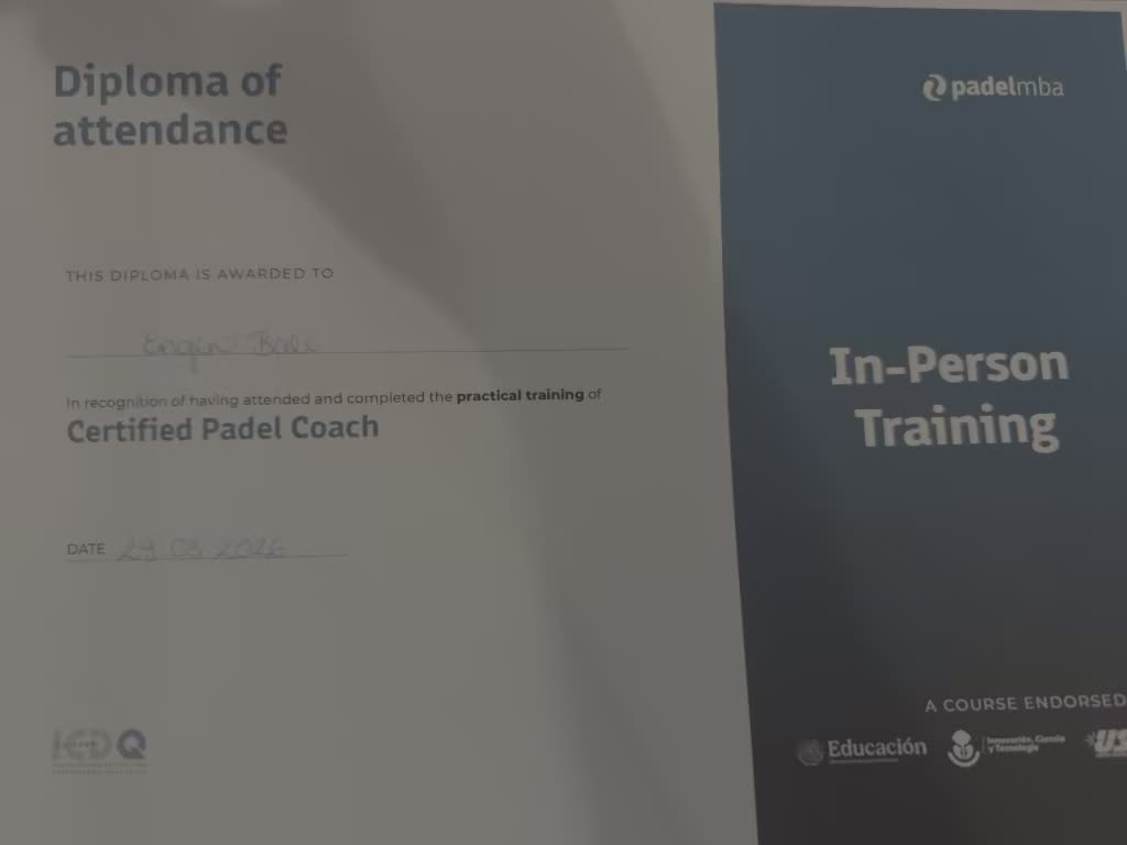 PadelMBA Certified Padel Coach diploma awarded to Engin Bali
